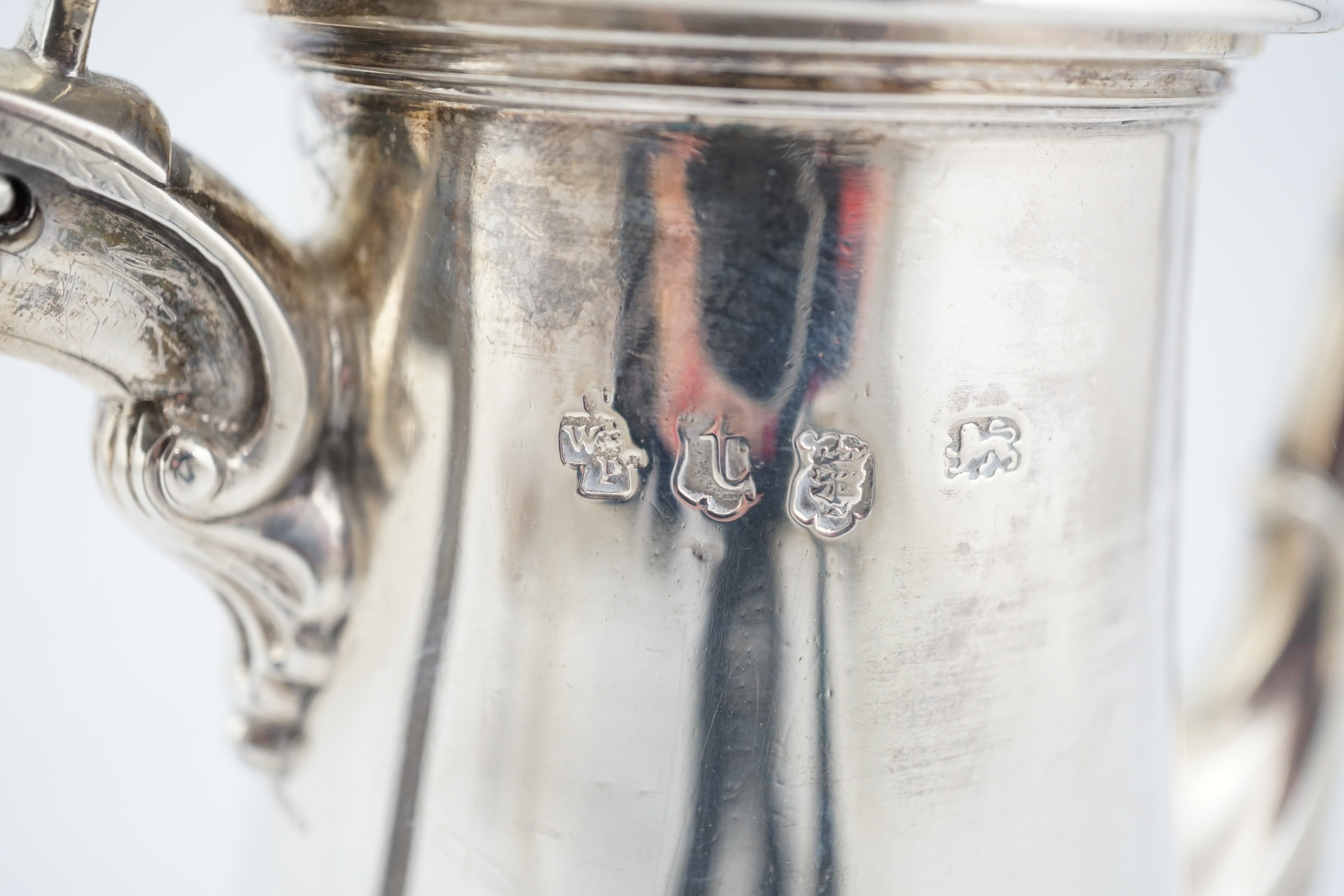 A George II silver coffee pot, possibly by William & Robert Peaston